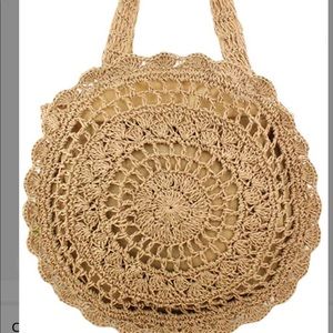 NWT $68 Crocheted Rattan Boho Hippie Vintage Look Slouchy Tote Shoulder …